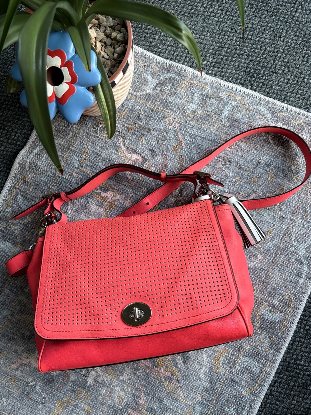 Coach Legacy Romy Coral Perforated Leather Crossbody Bag - Women